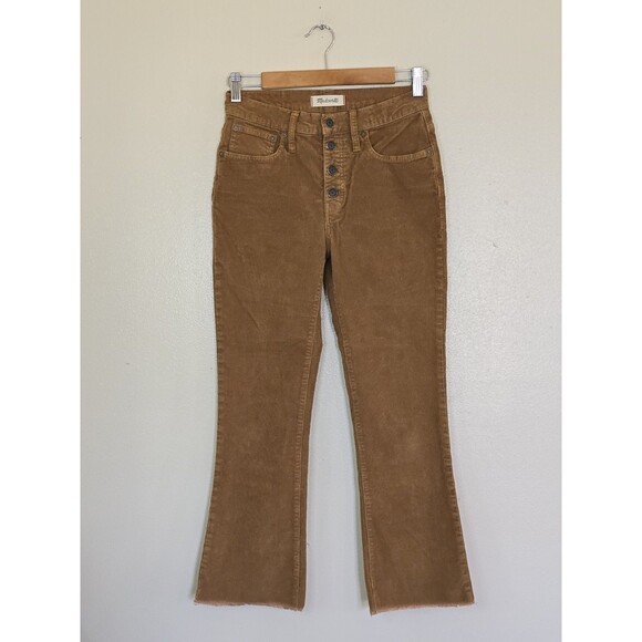 Madewell Pants Womens 26 Cali Demi Boot Corduroy Brown Exposed Button Fly Frayed - Picture 1 of 10